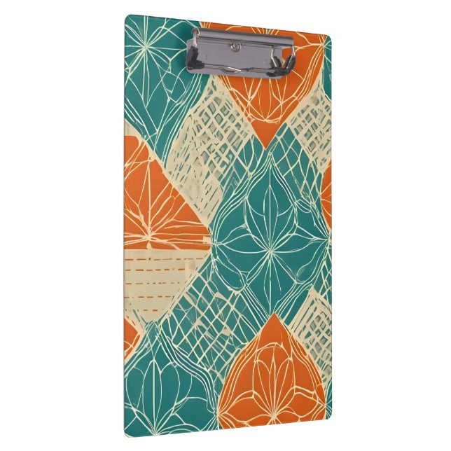 Pranchetas Teal, Orange, and Tan Abstract Flowers (Direita)