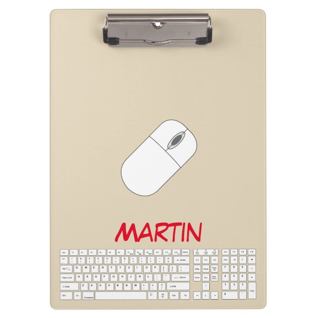 Pranchetas Teclado branco, mouse e lápis (Frente)