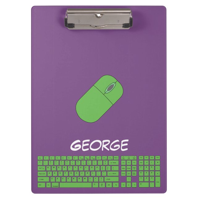 Pranchetas Teclado Verde, Rato e Lápis (Frente)