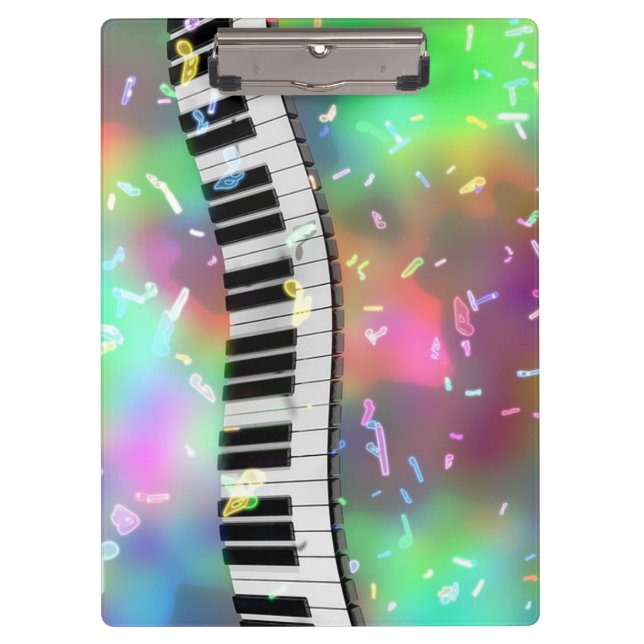 Pranchetas Teclas de Piano e Notas Musicais (Frente)