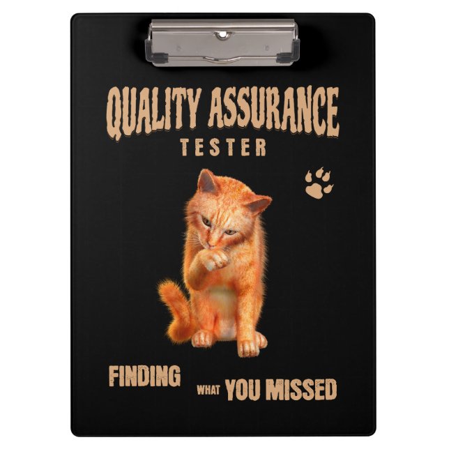 Pranchetas Testador de QA Humor de Gato (Frente)