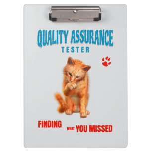 Pranchetas Testador de QA Humor de Gato