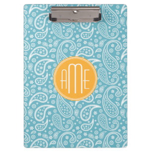 Pranchetas Teste padrão azul de Paisley do Aqua floral &