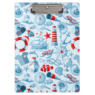 Pranchetas Teste padrão branco e azul vermelho náutico