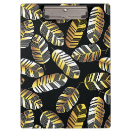 Pranchetas Teste padrão dourado preto da folha da pena do art