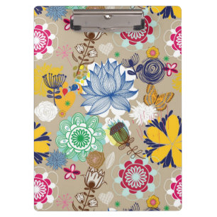 Pranchetas Teste padrão floral no estilo retro 3