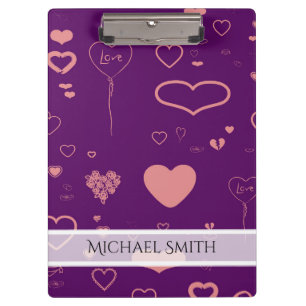 Pranchetas Teste padrão moderno roxo elegante #2 do coraçã