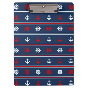 Pranchetas Teste padrão náutico branco e azul vermelho
