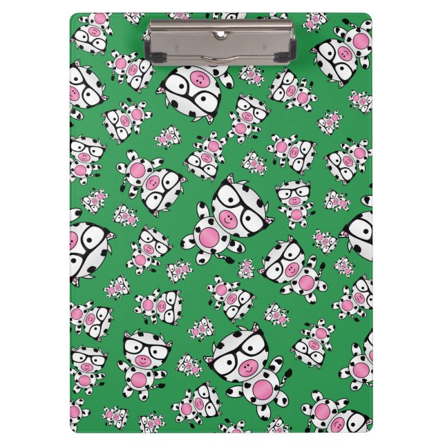 Pranchetas Teste padrão verde da vaca do nerd (Frente)