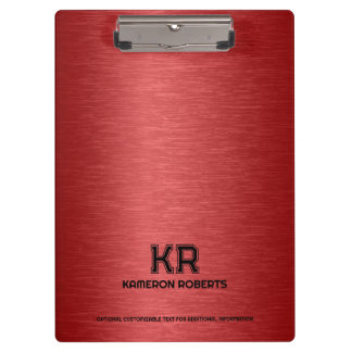 Pranchetas Texto Metálico Vermelho Texto Preto Personalizado
