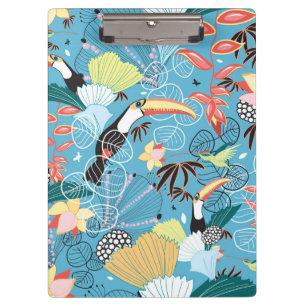 Pranchetas Textura tropical com Toucans e colibris