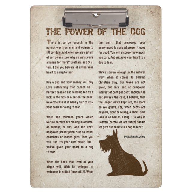 Pranchetas The Power of the Dog Poem - Rudyard Kipling  (Frente)