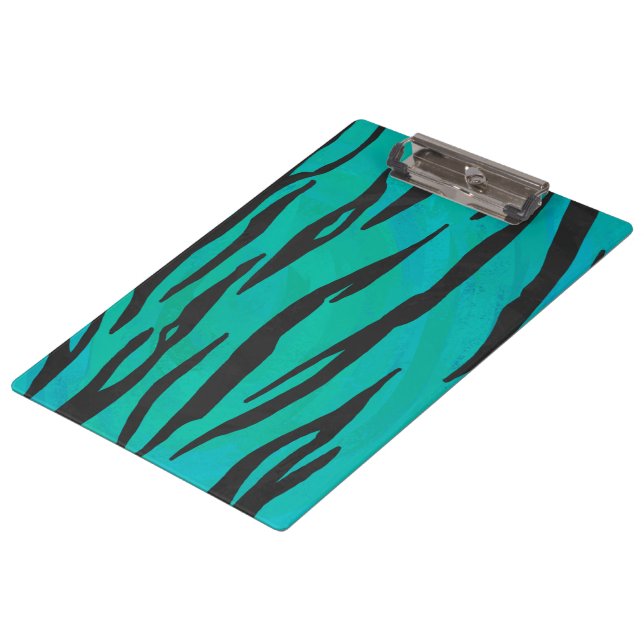 Pranchetas Tiger Black and Teal Impressão (Inclinado)