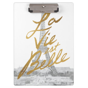 Pranchetas Torre Eiffel com escrita Dourado