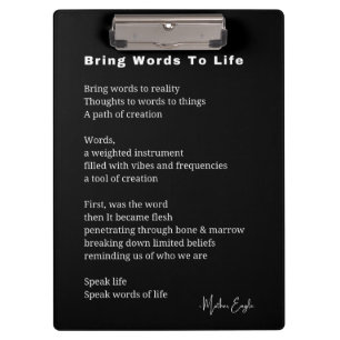 Pranchetas Traga palavras à vida Poem Wall Art poster