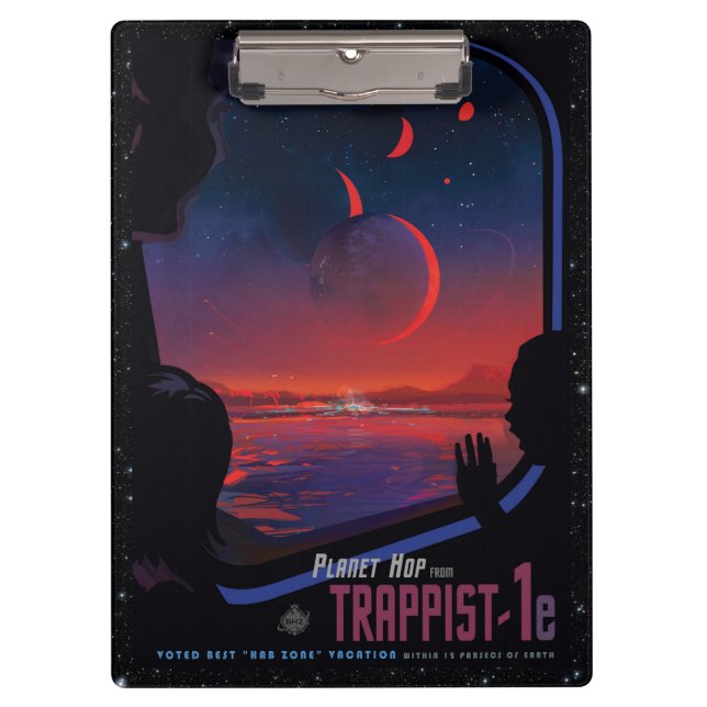 Pranchetas TRAPPIST-1 Sistema Planeta 1e retrô-turismo espaci (Frente)