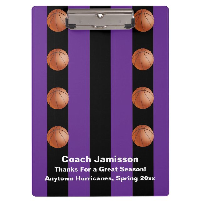 Pranchetas Treinador de Basquete Black and Purple Stripe Obri (Frente)