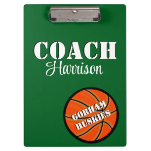 Pranchetas Treinador de Equipe Green e White Basball personal