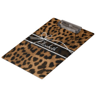 Pranchetas Trendy Chic Girly Faux Brown Lepard negro