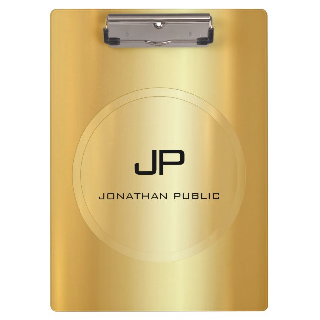 Pranchetas Trendy Faux Dourado Monograma Elegante Classic Mod (Frente)