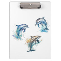 Trio de golfinhos de aquarela