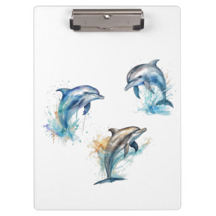 Pranchetas Trio de golfinhos de aquarela