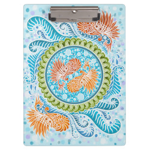 Pranchetas Tropical Koi Mandala Arte Zen do Oceano Vibrante