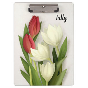 Pranchetas Tulipas Vermelhas e Brancas Personalizadas Floral