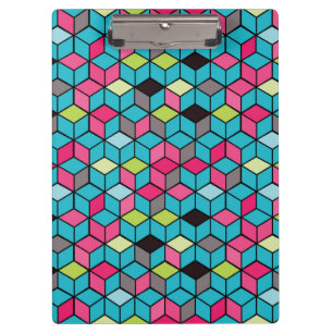 Pranchetas Turquesa e teste padrão cor-de-rosa do cubo