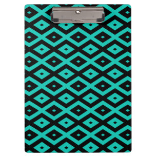 Pranchetas Turquoise and black diamond pattern