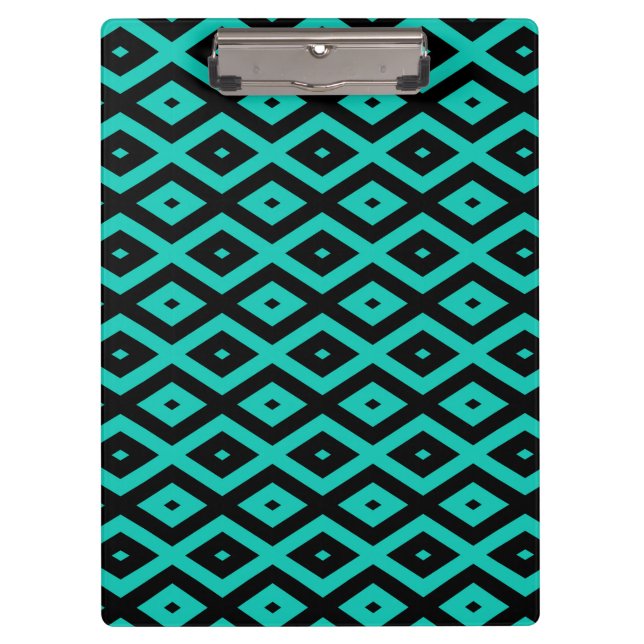 Pranchetas Turquoise and black diamond pattern (Frente)