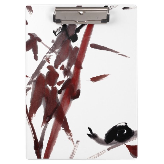 Pranchetas Tuschekunst mit Schnecke und Rotem Bambus (Frente)