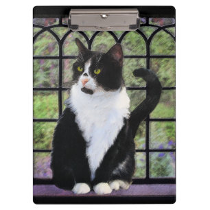 Pranchetas Tuxedo Cat em Pintura de Janela Arte Animal Origin