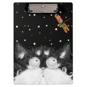 Pranchetas Tuxedo Cat Surpreendido por Dragonfly