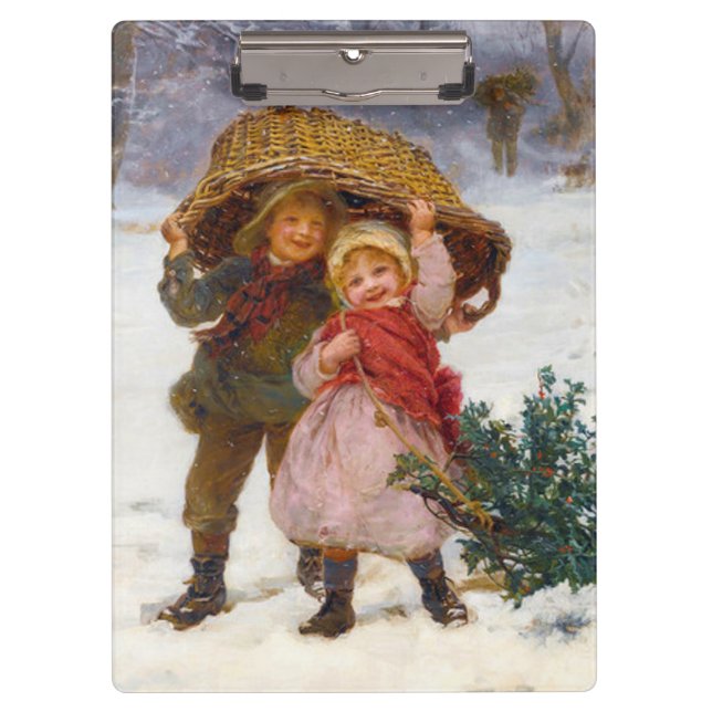 Pranchetas Two children in the snow by Frederick Morgan (Frente)