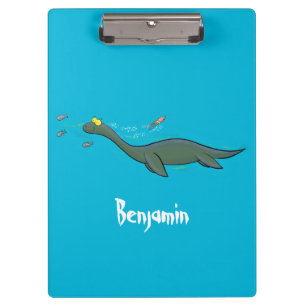 Pranchetas Um belo e feliz cartoon de monstro do mar, plesios