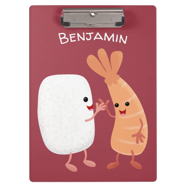 Pranchetas Um desenho animado de amigos de camarão de arroz d (Frente)