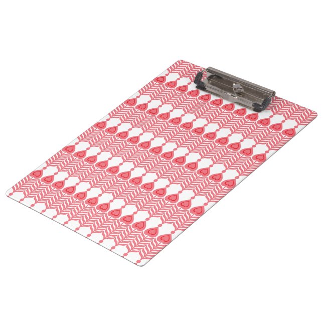 Pranchetas Um padrão geométrico vermelho e rosa com interlo (Inclinado)