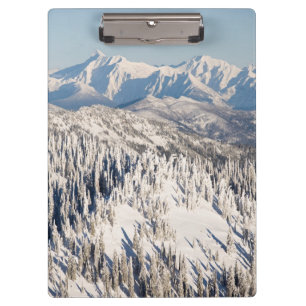 Pranchetas Uma vista cénico de montanhas nevado e de árvore