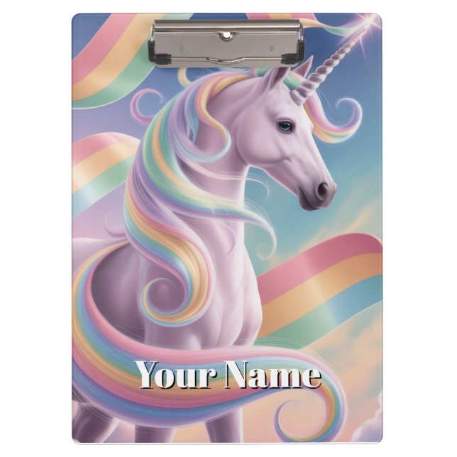 Pranchetas Unicorn Notebook, Magical Rainbow Stars Unicorn  (Frente)