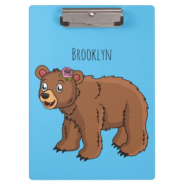 Pranchetas Urso bonito com ilustração de desenho animado de f (Frente)