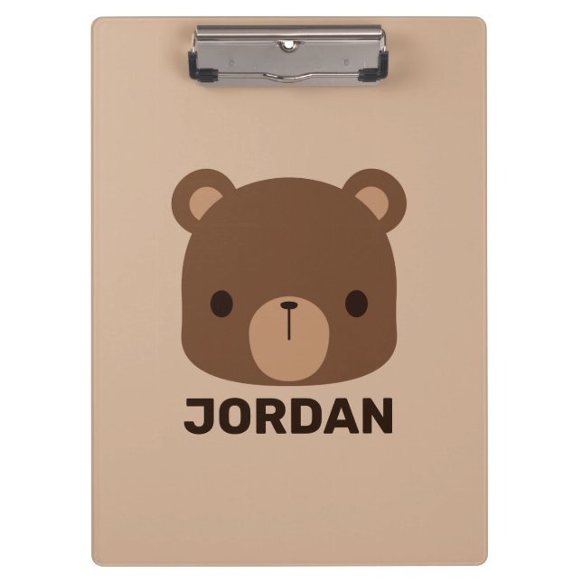 Pranchetas Urso Castanho Bonito com Nome Personalizado (Frente)