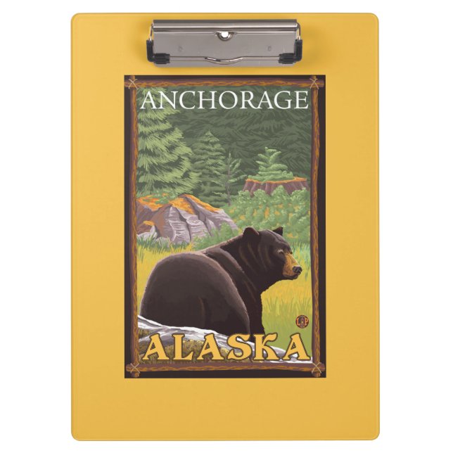 Pranchetas Urso preto na floresta - Anchorage, Alaska (Frente)