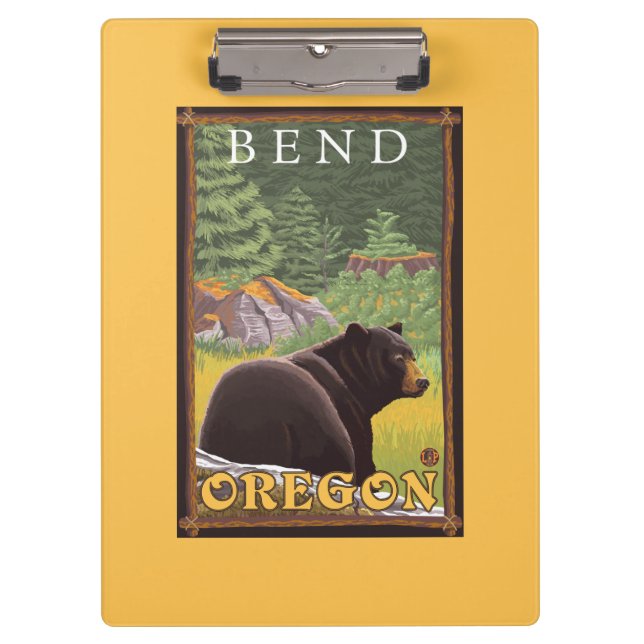 Pranchetas Urso preto na floresta - curvatura, Oregon (Frente)