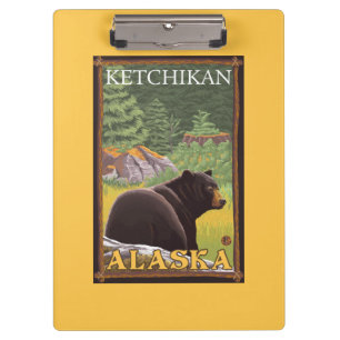 Pranchetas Urso preto na floresta - Ketchikan, Alaska