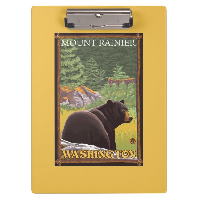Pranchetas Urso preto na floresta - o Monte Rainier, (Frente)