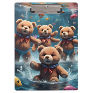 Pranchetas Ursos de Teddy Nadando numa Piscina de Peixe