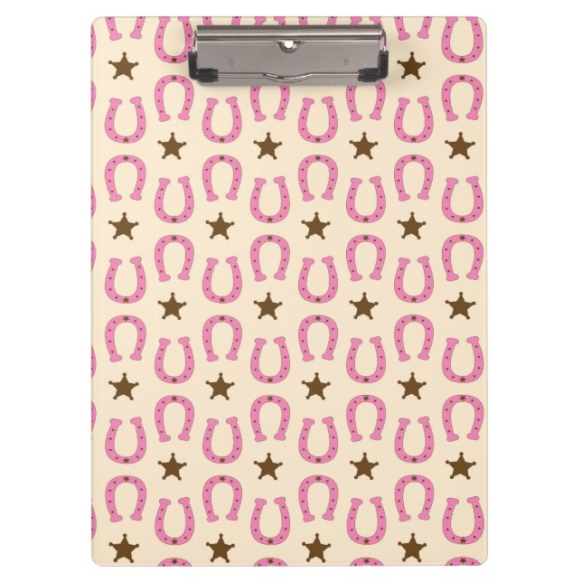 Pranchetas Vaqueira Pink Horseshoe Sheriff Estrela País Texas (Frente)