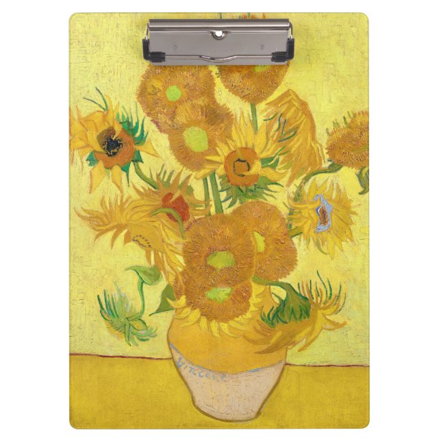 Pranchetas Vase with fifteen sunflowers by Vincent Van Gogh  (Frente)
