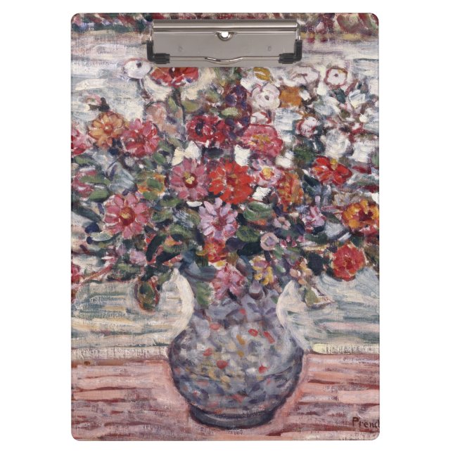Pranchetas Vaso de Flores, Zinnias por Maurice Prendergast (Frente)